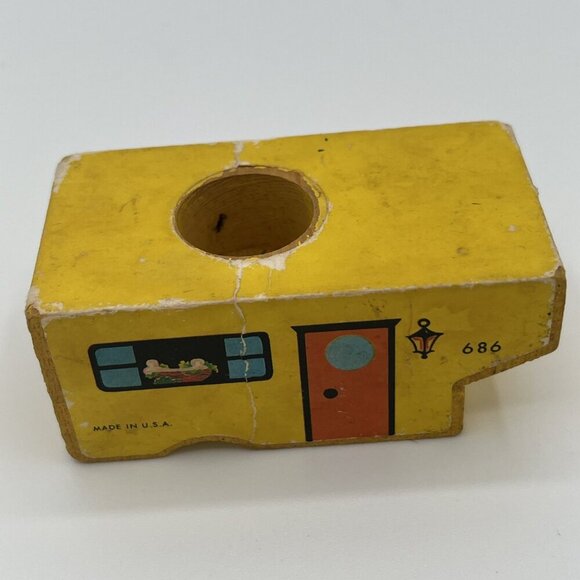 Vintage 1968 Fisher Price Little People Wood Camper 686 Car Wooden Boy & Dog - Picture 15 of 16